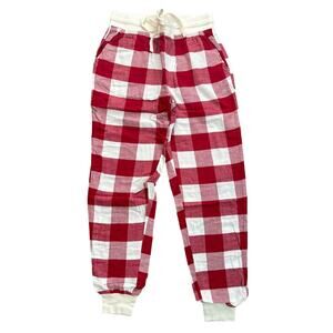 NWT Flannel Jogger PJ Pant Plaid Size XXS Red Cream